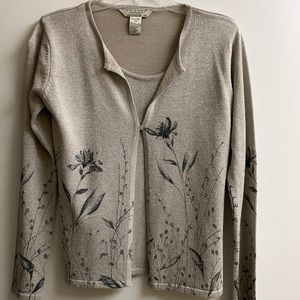 Petite small shimmery silver and black blouse